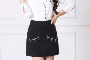 半身裙女短裙子高腰春裙显瘦针织裙外穿包臀裙绣花a字裙